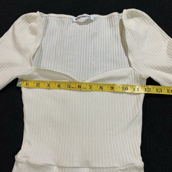 Reformation White Dress XS Bruno Stretch Knit Striped - Picture 11 of 16